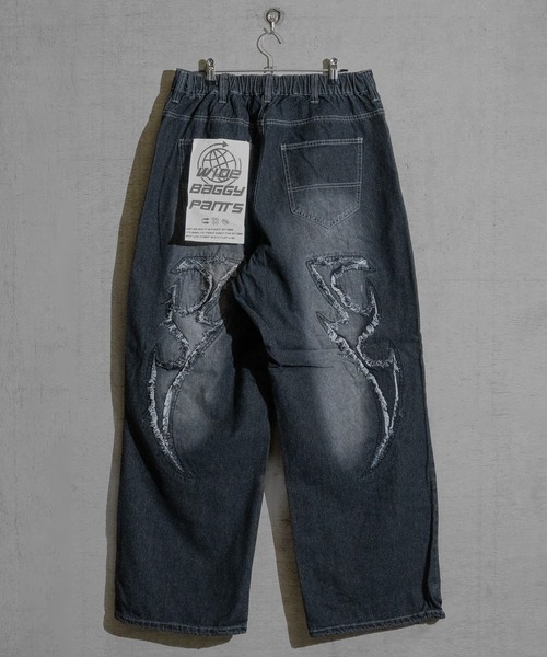 JOHN'S CLOSET（ジョンズクローゼット）の「【13】カットオフモチーフ バギーデニムパンツ（デニムパンツ・メンズ・ブラック/ブルー・MEDIUM/LARGE）」の3枚目の写真