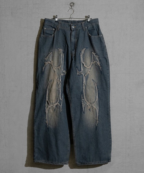 JOHN'S CLOSET（ジョンズクローゼット）の「【13】カットオフモチーフ バギーデニムパンツ（デニムパンツ・メンズ・ブラック/ブルー・MEDIUM/LARGE）」の16枚目の写真