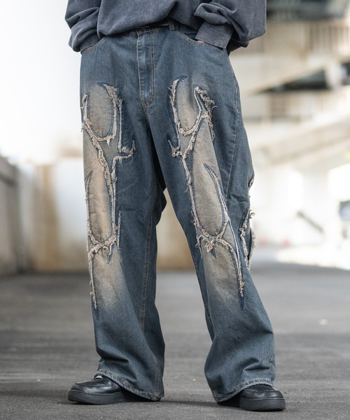 JOHN'S CLOSET（ジョンズクローゼット）の「【13】カットオフモチーフ バギーデニムパンツ（デニムパンツ・メンズ・ブラック/ブルー・MEDIUM/LARGE）」の10枚目の写真