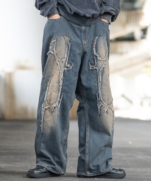 JOHN'S CLOSET（ジョンズクローゼット）の「【13】カットオフモチーフ バギーデニムパンツ（デニムパンツ・メンズ・ブラック/ブルー・MEDIUM/LARGE）」の14枚目の写真