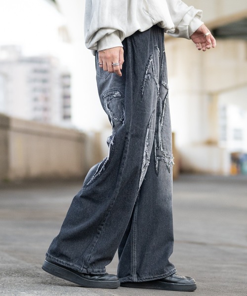 JOHN'S CLOSET（ジョンズクローゼット）の「【13】カットオフモチーフ バギーデニムパンツ（デニムパンツ・メンズ・ブラック/ブルー・MEDIUM/LARGE）」の8枚目の写真