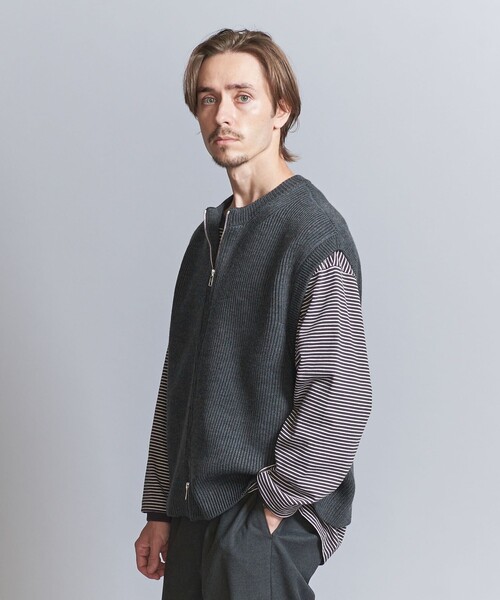 BEAUTY&YOUTH UNITED ARROWS(ビューティーアンドユースユナイテッドアローズ)の「PERKY アゼ ジップ ベスト(ベスト・メンズ・ブラック/ダークグレー・L/M/S/XL)」の3枚目の写真