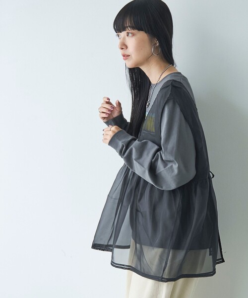 レディース服まとめ売りコーデ売り⑥春夏服　大人カジュアル　新品ロゴT コーエン セール】オーガンジーベストセットロゴTシャツ（Tシャツ