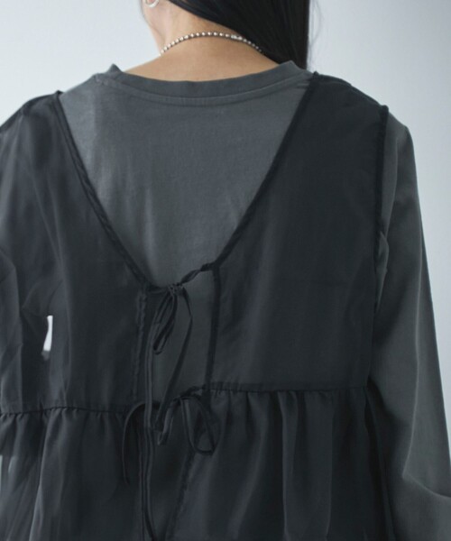 coen（コーエン）の「オーガンジーベストセットロゴTシャツ（Tシャツ/カットソー・レディース・オフホワイト/ダークグレー/その他1/その他2・M/L）」の8枚目の写真