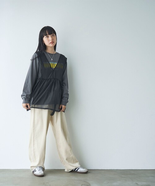 coen（コーエン）の「オーガンジーベストセットロゴTシャツ（Tシャツ/カットソー・レディース・オフホワイト/ダークグレー/その他1/その他2・M/L）」の11枚目の写真