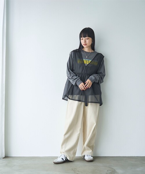 coen（コーエン）の「オーガンジーベストセットロゴTシャツ（Tシャツ/カットソー・レディース・オフホワイト/ダークグレー/その他1/その他2・M/L）」の13枚目の写真