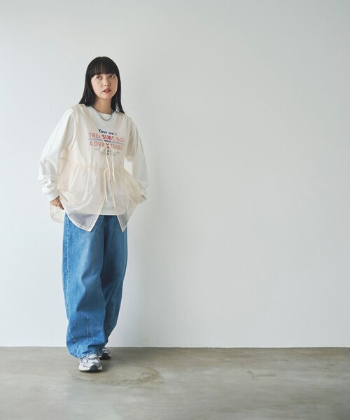 レディース服まとめ売りコーデ売り⑥春夏服　大人カジュアル　新品ロゴT コーエン セール】オーガンジーベストセットロゴTシャツ（Tシャツ