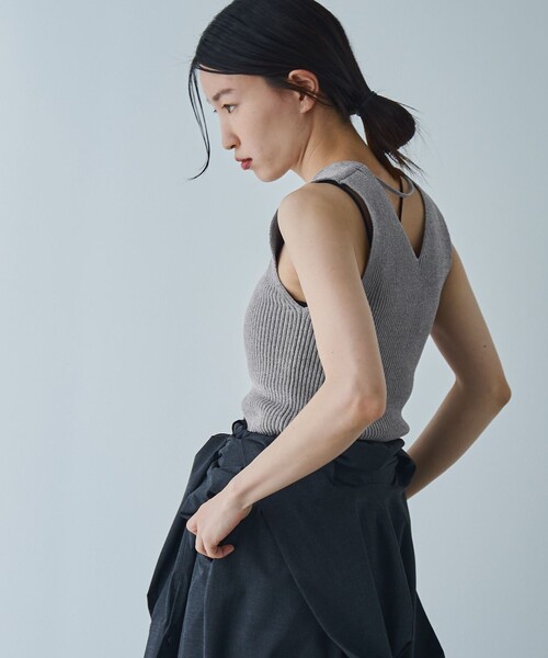 RONEL（ロネル）の「ベロアニットノースリーブトップス（ニット/セーター・レディース・ダークグリーン/ブラック/ライトグレー・S/M）」の5枚目の写真