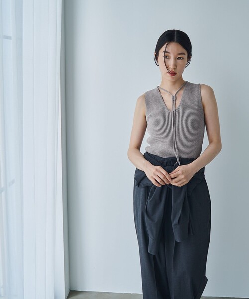 RONEL（ロネル）の「ベロアニットノースリーブトップス（ニット/セーター・レディース・ダークグリーン/ブラック/ライトグレー・S/M）」の9枚目の写真