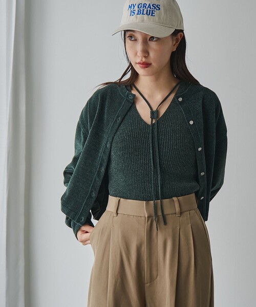 RONEL（ロネル）の「ベロアニットノースリーブトップス（ニット/セーター・レディース・ダークグリーン/ブラック/ライトグレー・S/M）」の17枚目の写真