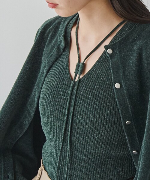 RONEL（ロネル）の「ベロアニットノースリーブトップス（ニット/セーター・レディース・ダークグリーン/ブラック/ライトグレー・S/M）」の18枚目の写真