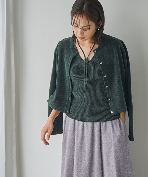 RONEL（ロネル）の「ベロアニットノースリーブトップス（ニット/セーター・レディース・ダークグリーン/ブラック/ライトグレー・S/M）」の22枚目の写真