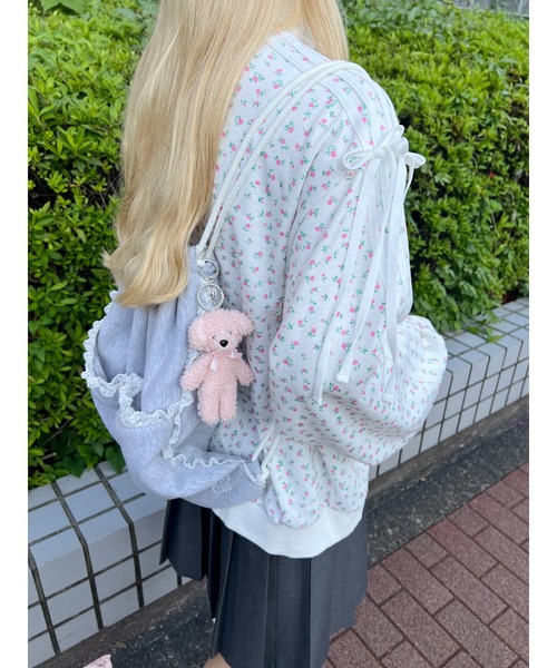 WC（ダブル シー）の「フリルレーススウェットナップサック（バックパック/リュック・レディース・ピンク/グレー・FREE）」の11枚目の写真