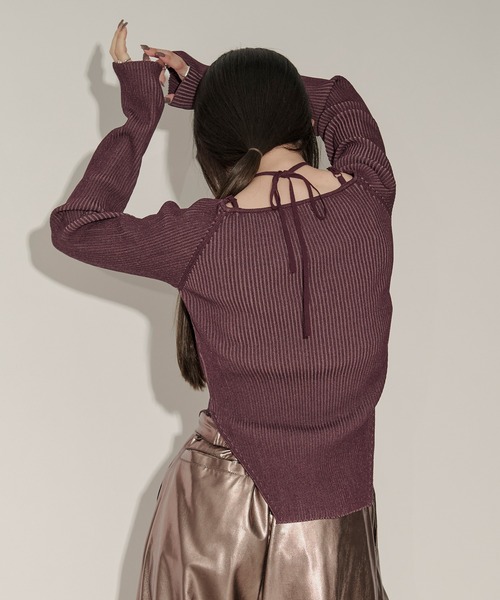 Ezick（エジック）の「2way code neckイレリブ配色ニット（ニット/セーター・レディース・ブラック/ボルドー/グレー/ネイビー/パープル/ワインレッド/パープル系その他・FREE）」の20枚目の写真