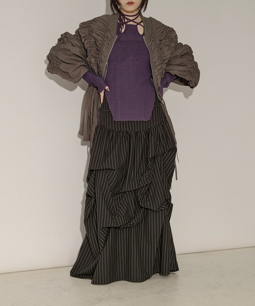 Ezick（エジック）の「2way code neckイレリブ配色ニット（ニット/セーター・レディース・ブラック/ボルドー/グレー/ネイビー/パープル/ワインレッド/パープル系その他・FREE）」の8枚目の写真