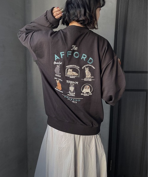 ENIM BY VICKY(エニムバイビッキー)の「ネコ刺繍オーバーサイズゆるスウェット《洗濯機で洗える》(Tシャツ/カットソー・レディース・オフホワイト/チャコールグレー/カーキ/アイボリー/ダークグレー/ホワイト系その他・M)」の17枚目の写真