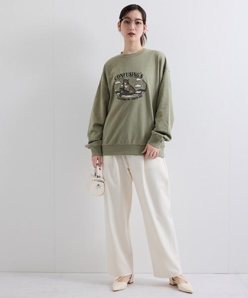 ENIM BY VICKY(エニムバイビッキー)の「ネコ刺繍オーバーサイズゆるスウェット《洗濯機で洗える》(Tシャツ/カットソー・レディース・オフホワイト/チャコールグレー/カーキ/アイボリー/ダークグレー/ホワイト系その他・M)」の21枚目の写真