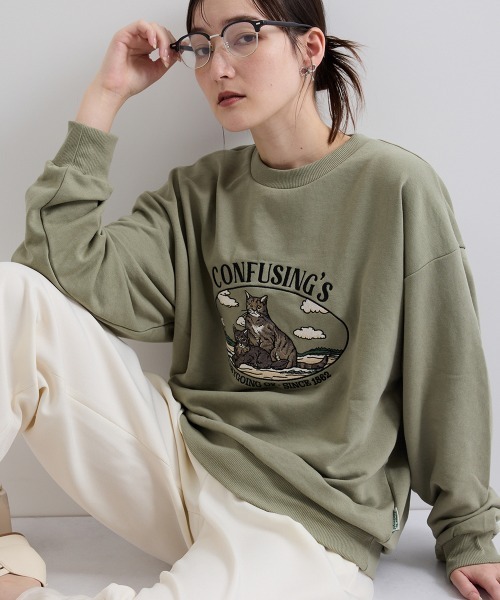セール】ネコ刺繍オーバーサイズゆるスウェット《洗濯機で洗える