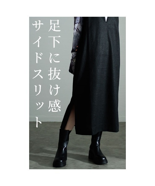 Sawa a la mode(サワアラモード)の「微起毛キーネック重ね着ワンピース(ワンピース・レディース・ブラック/グレー・FREE)」の6枚目の写真