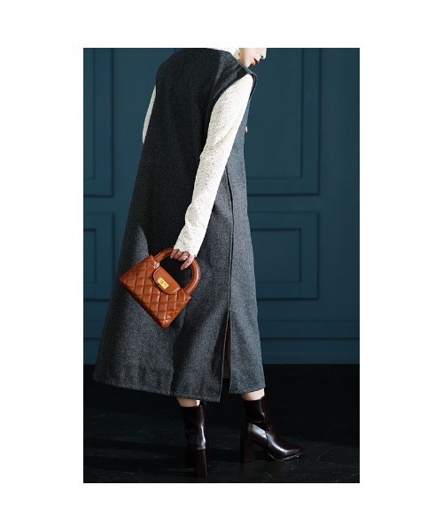 Sawa a la mode(サワアラモード)の「微起毛キーネック重ね着ワンピース(ワンピース・レディース・ブラック/グレー・FREE)」の17枚目の写真