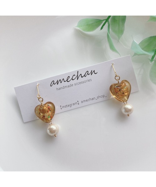 VIBGYOR（ヴィブジョー）の「【amechan】cocoro（ピアス）(MA)（ピアス（両耳用）・レディース・ブラウン/ホワイト・FREE）」の2枚目の写真