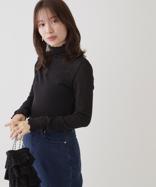 couture brooch(クチュールブローチ)の「◆メロウデザインチュールインナー(Tシャツ/カットソー・レディース・グレー/オフホワイト/ブラック・38)」の4枚目の写真