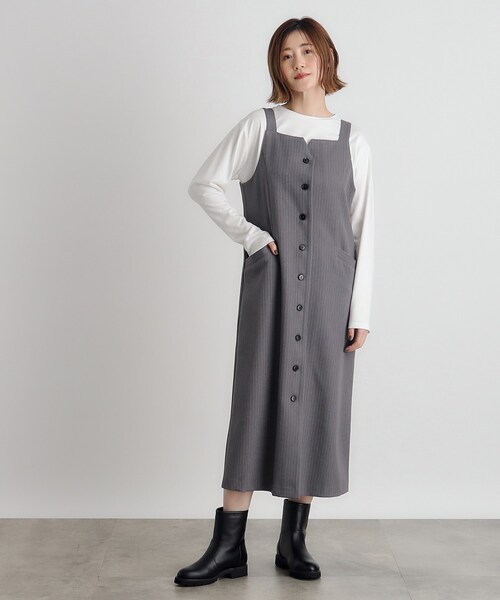 grove（グローブ）の「◆ストライプアソートジャンドレ（ワンピース・レディース・グレー系2/ダークブラウン系3/ブラック系3・02/03/01/04/05）」の17枚目の写真