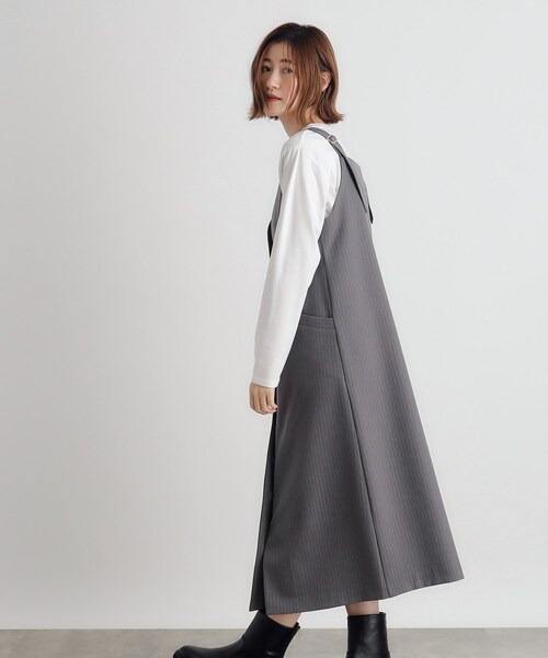 grove（グローブ）の「◆ストライプアソートジャンドレ（ワンピース・レディース・グレー系2/ダークブラウン系3/ブラック系3・02/03/01/04/05）」の19枚目の写真