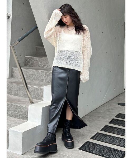 MURUA(ムルーア)の「ローゲージニット(ニット/セーター・レディース・ネイビー/アイボリー・FREE)」の5枚目の写真