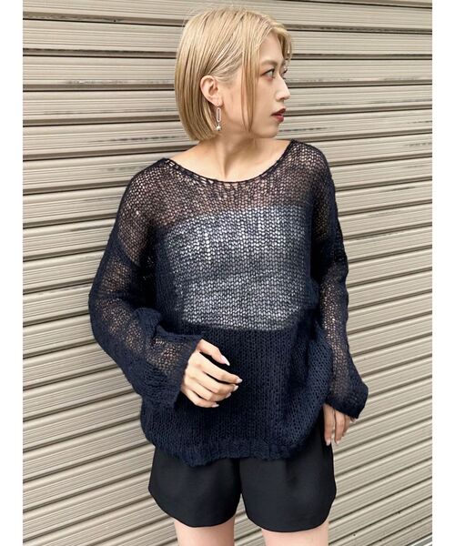 MURUA(ムルーア)の「ローゲージニット(ニット/セーター・レディース・ネイビー/アイボリー・FREE)」の8枚目の写真