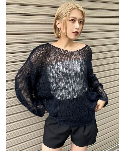 MURUA(ムルーア)の「ローゲージニット(ニット/セーター・レディース・ネイビー/アイボリー・FREE)」の10枚目の写真