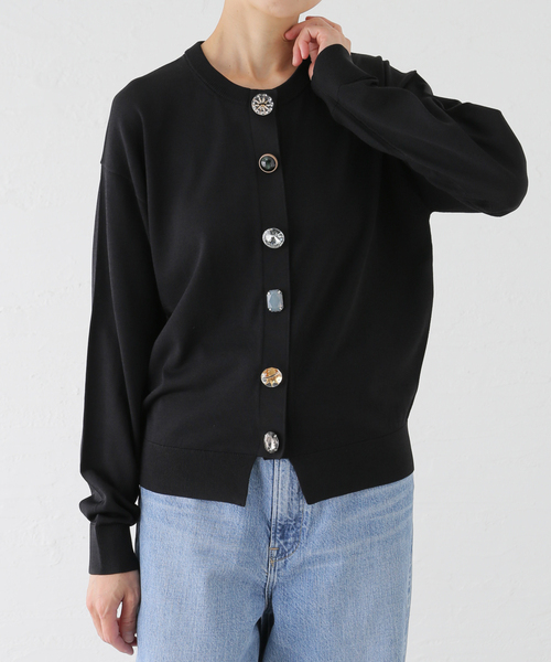 La TOTALITE（ラトータリテ）の「【TORRAZZO DONNA/トラッゾドンナ】Bijou Knit Cardigan（カーディガン/ボレロ・レディース・ブラック/グレー/ブルー・FREE）」の2枚目の写真