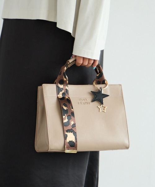 [多ポケットで便利]レオパードテープフェイクレザートート（ハンドバッグ）｜BAYFLOW（ベイフロー）