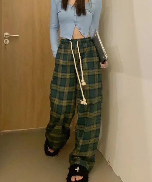 almo(アルモ)の「チェックワイドパンツ(NEZ)(その他パンツ・メンズ・レッド/グリーン・FREE)」の3枚目の写真