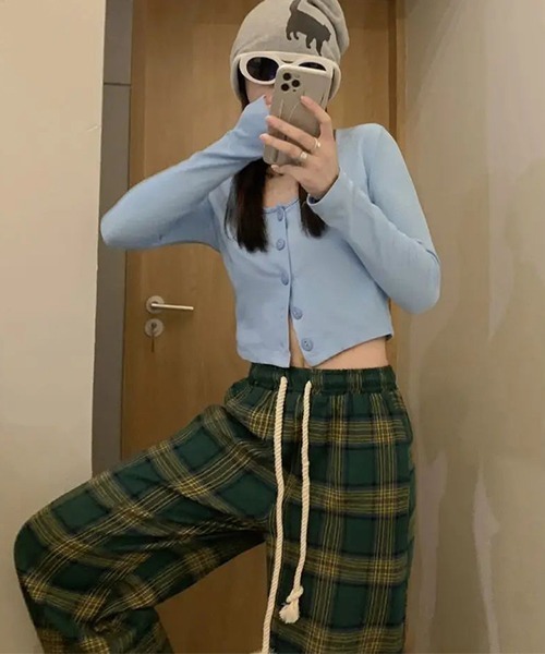 almo(アルモ)の「チェックワイドパンツ(NEZ)(その他パンツ・メンズ・レッド/グリーン・FREE)」の5枚目の写真
