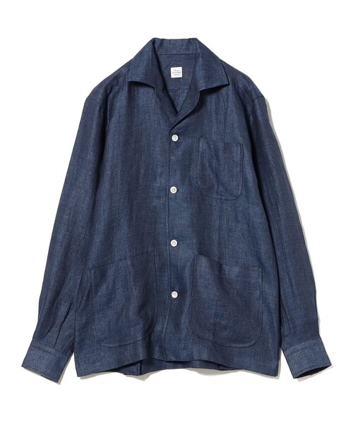 Maria Santangelo（マリアサンタンジェロ）の「【別注】Maria Santangelo / MARCELLO リネン シャツ ジャケット（その他アウター・メンズ・ネイビー/ダークブラウン・LARGE/SMALL/MEDIUM）」の6枚目の写真