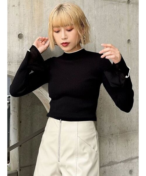 MURUA（ムルーア）の「ベルスリーブラインニット（ニット/セーター・レディース・ブラック/アイボリー/ブルー・FREE）」の16枚目の写真