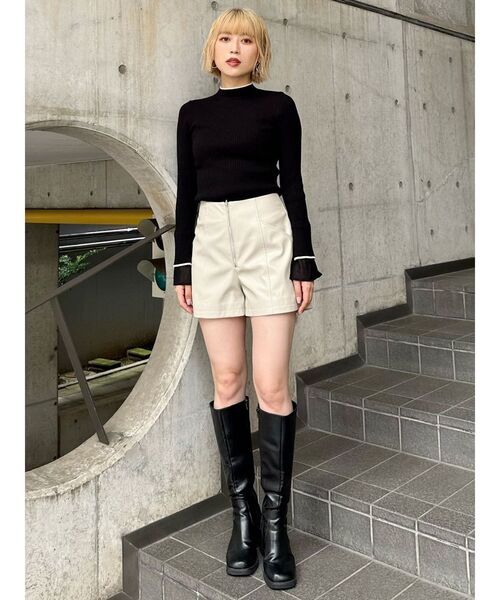 MURUA（ムルーア）の「ベルスリーブラインニット（ニット/セーター・レディース・ブラック/アイボリー/ブルー・FREE）」の18枚目の写真