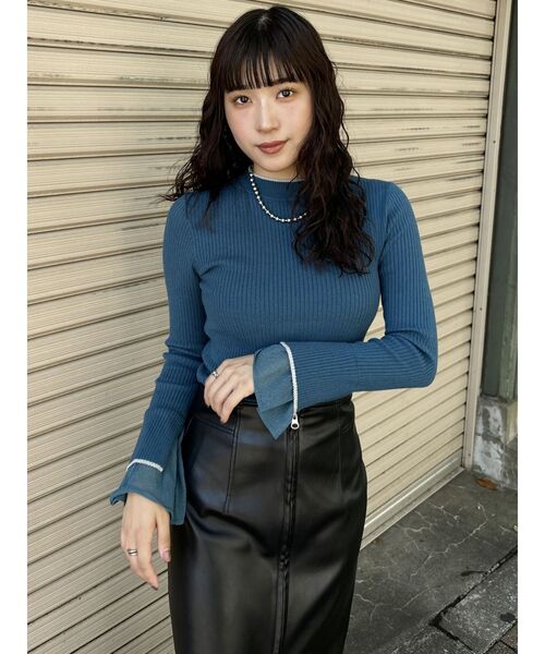 MURUA（ムルーア）の「ベルスリーブラインニット（ニット/セーター・レディース・ブラック/アイボリー/ブルー・FREE）」の20枚目の写真