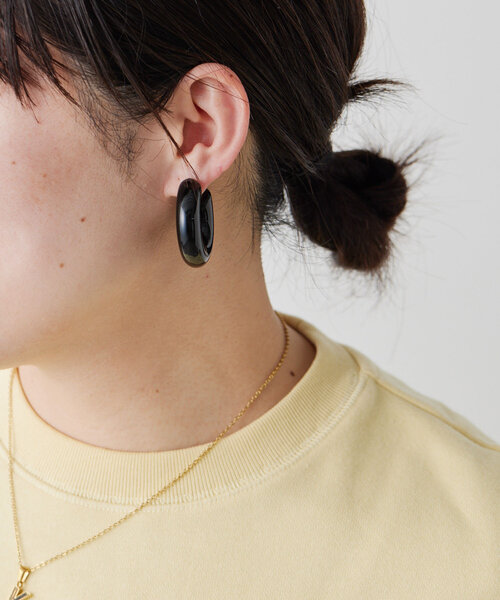 ear PAPILLONNER（イアパピヨネ）の「《チタンポスト》オールカラーフープピアス（ピアス（両耳用）・レディース・ボルドー/ブラック・FREE）」の6枚目の写真