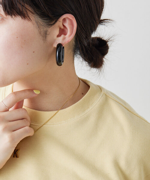 ear PAPILLONNER（イアパピヨネ）の「《チタンポスト》オールカラーフープピアス（ピアス（両耳用）・レディース・ボルドー/ブラック・FREE）」の5枚目の写真