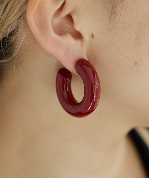 ear PAPILLONNER（イアパピヨネ）の「《チタンポスト》オールカラーフープピアス（ピアス（両耳用）・レディース・ボルドー/ブラック・FREE）」の11枚目の写真