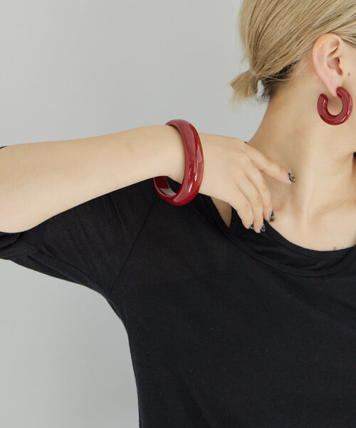 ear PAPILLONNER（イアパピヨネ）の「《チタンポスト》オールカラーフープピアス（ピアス（両耳用）・レディース・ボルドー/ブラック・FREE）」の10枚目の写真