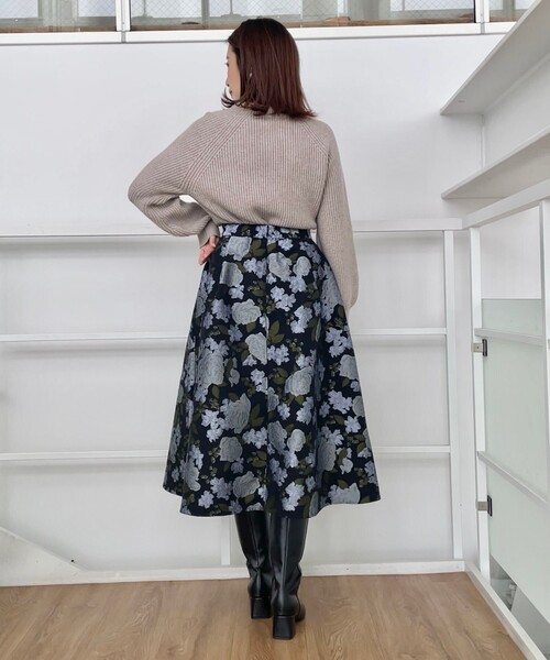 couture brooch(クチュールブローチ)の「◆【エレガントな雰囲気漂う】フラワージャカードスカート(スカート・レディース・ブラック系3/アイボリー系3/ブルー系8・36/38/40/42)」の17枚目の写真