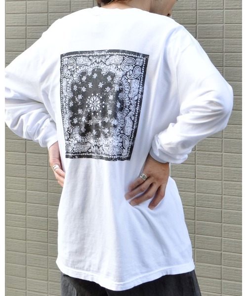 MODISH GAZE(モディシュガゼ)の「【MODISH GAZE】ピグメント加工バンダナプリントロンT(Tシャツ/カットソー・メンズ・ブラック/カーキ/オフホワイト/バーガンディー・MEDIUM/LARGE)」の1枚目の写真