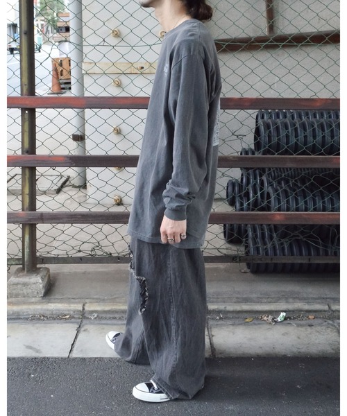 MODISH GAZE(モディシュガゼ)の「【MODISH GAZE】ピグメント加工バンダナプリントロンT(Tシャツ/カットソー・メンズ・ブラック/カーキ/オフホワイト/バーガンディー・MEDIUM/LARGE)」の12枚目の写真