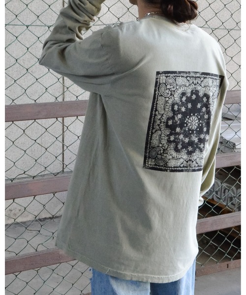 MODISH GAZE(モディシュガゼ)の「【MODISH GAZE】ピグメント加工バンダナプリントロンT(Tシャツ/カットソー・メンズ・ブラック/カーキ/オフホワイト/バーガンディー・MEDIUM/LARGE)」の22枚目の写真