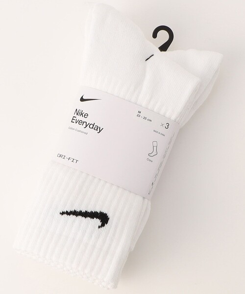 NIKE(ナイキ)の「NIKE/ナイキ ナイキ 3P エブリデイ クッション クルーソックス(ソックス/靴下・レディース・ブラック/ホワイト・23.0cm)」の1枚目の写真