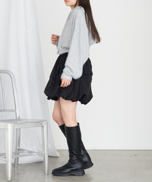 RAY CASSIN（レイカズン）の「【やわらかい肌ざわり】シャギーフードニット（ニット/セーター・レディース・ライトグレー/ブラウン/レッド/ブラック・FREE）」の14枚目の写真