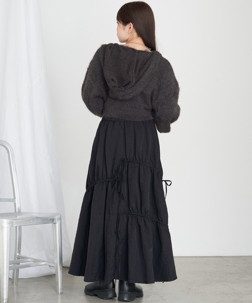 RAY CASSIN（レイカズン）の「【やわらかい肌ざわり】シャギーフードニット（ニット/セーター・レディース・ライトグレー/ブラウン/レッド/ブラック・FREE）」の9枚目の写真